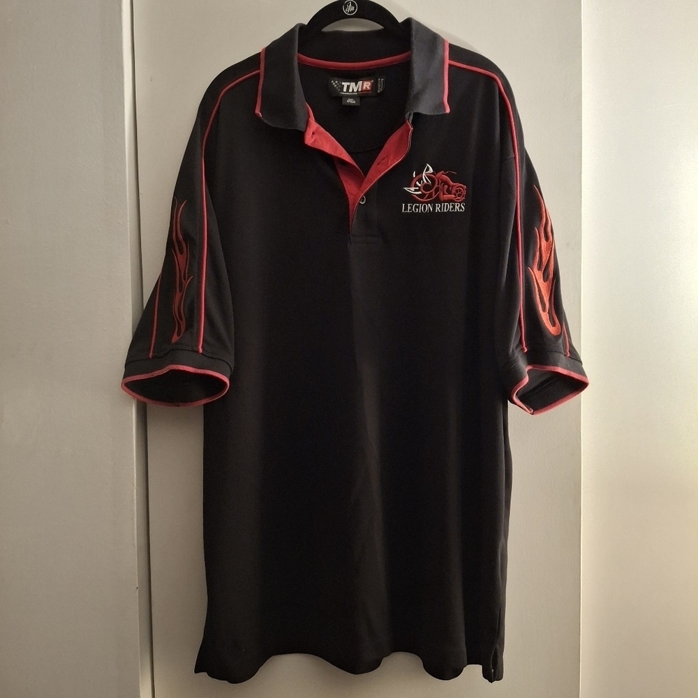 TMR Legion Riders Men's Red and Black Performance Polo Shirt